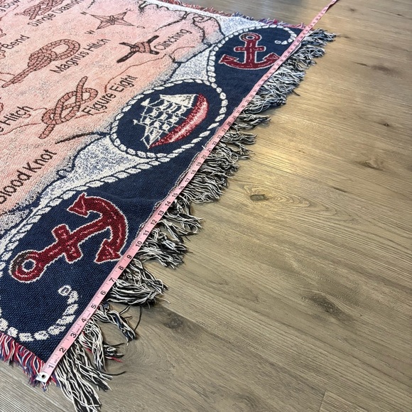 Fisherman Knots Tapestry Throw Blanket Marine 46x60” Nautical Coastal Sailing - Picture 7 of 10